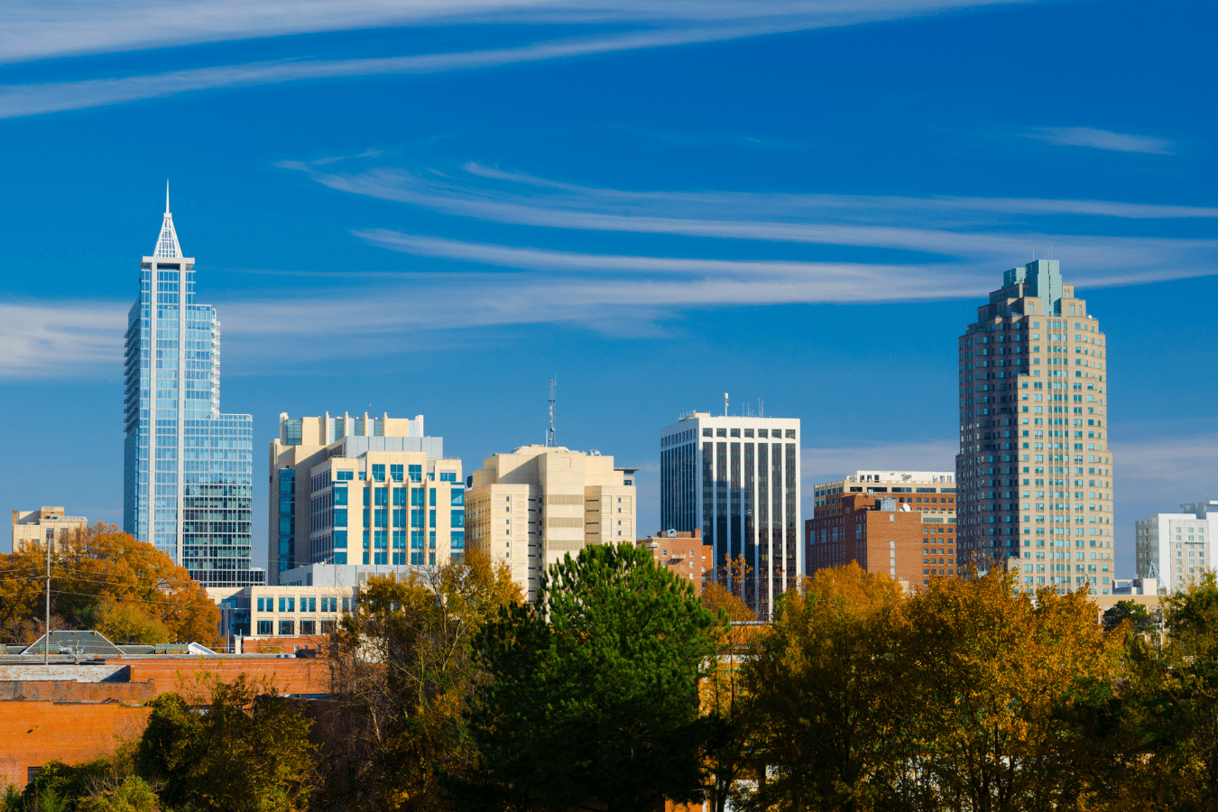 City of Raleigh North Carolina on a bright sunny day