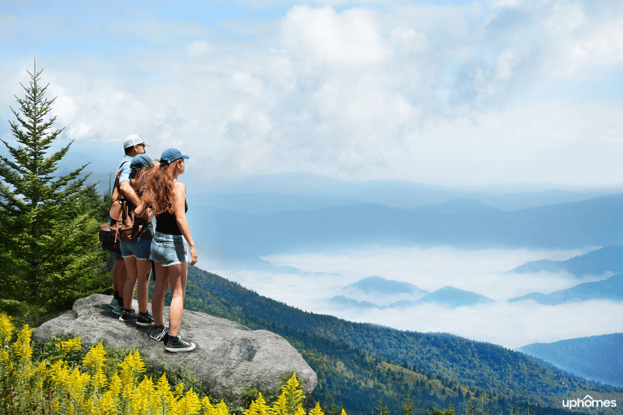 Family on top of an Asheville mountain in North Carolina