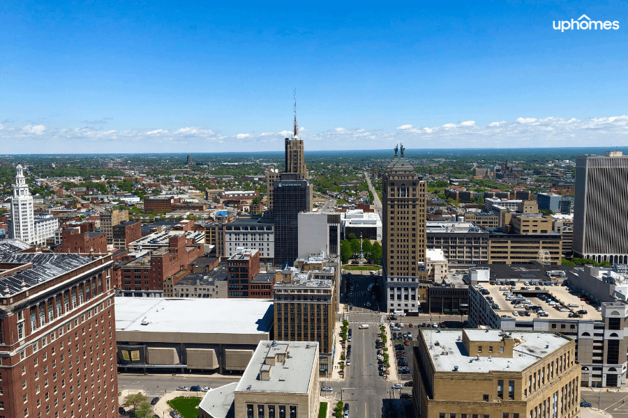 Downtown Buffalo New York on a Sunny Day aerial view