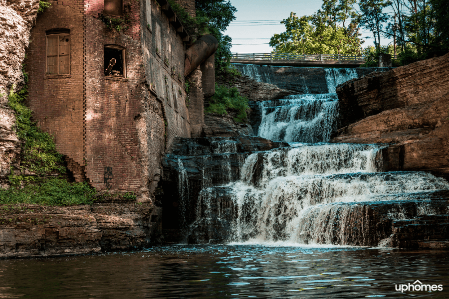 Ithaca waterfall located in downtown Ithaca