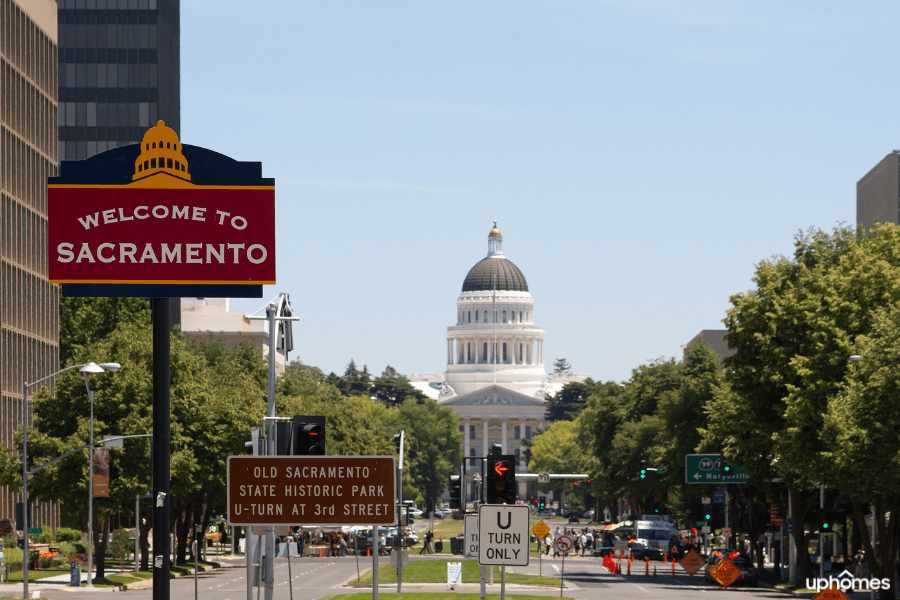 Downtown Sacramento, California where there are plenty of jobs available and live, work, play lifestyle!