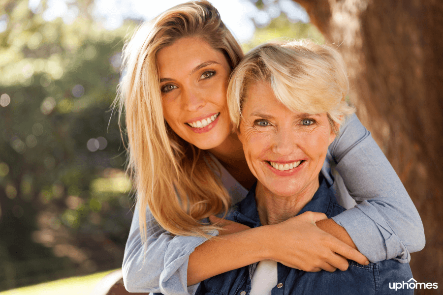 Daughter and her Mother as her mother is aging - Family Aging in Place at home with help from family members