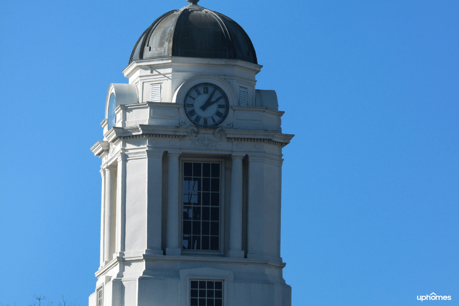 The Greenville, NC Clock Tower in the center of Greenville, North Carolina