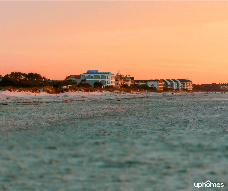 Sunset on Hilton Head Island SC with Beach in background