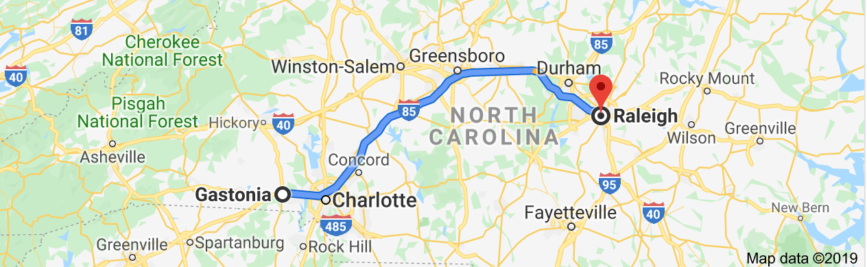 Raleigh, NC to Gastonia, NC
