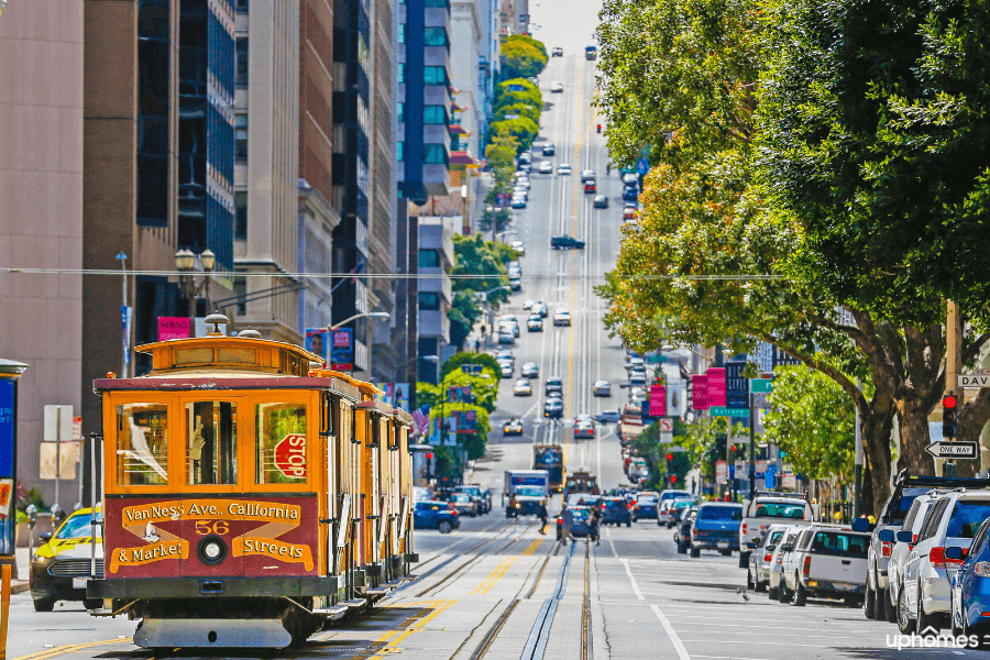 Public Transportation in San Francisco, California with a trolley, bikes, and more!
