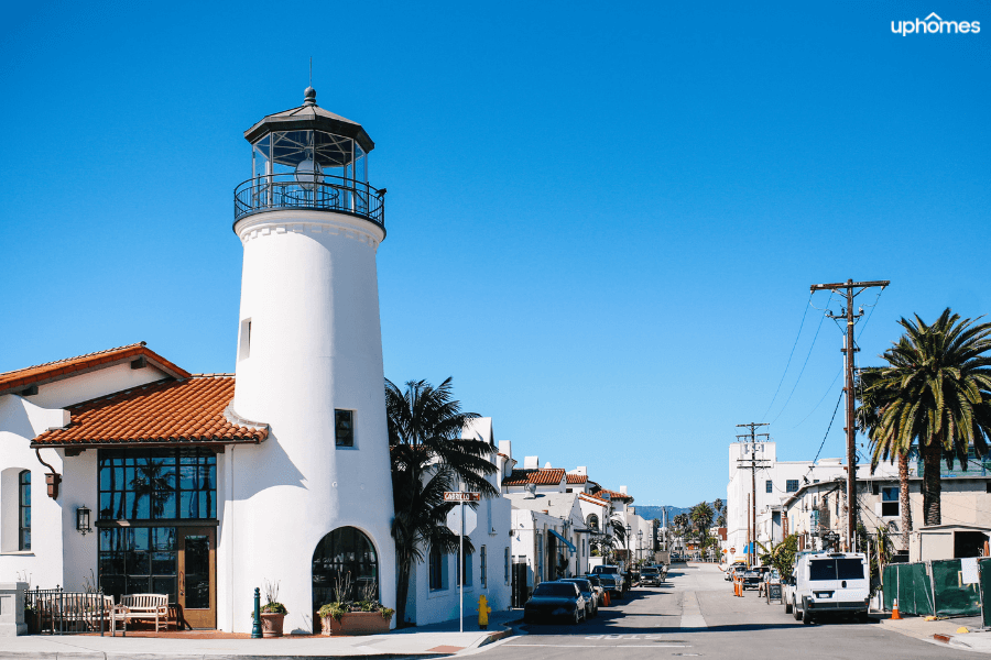 Downtown Santa Barbara close up of the city and streets