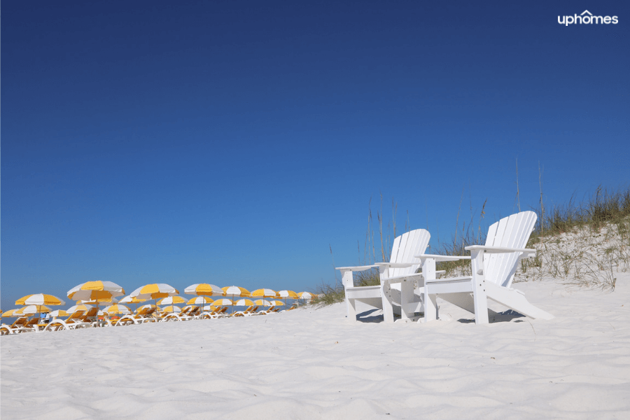 Beaches in St Petersburg Florida are plentiful and loaded with white sand beach chairs and beautiful sunshine