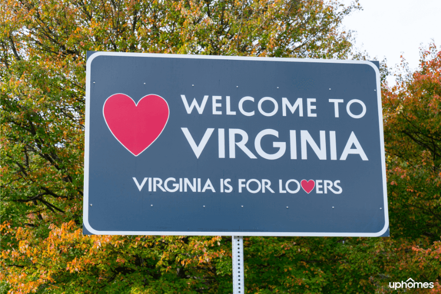 Virginia is for lovers sign on a Virginia highway welcoming out of town people to the state of virginia!
