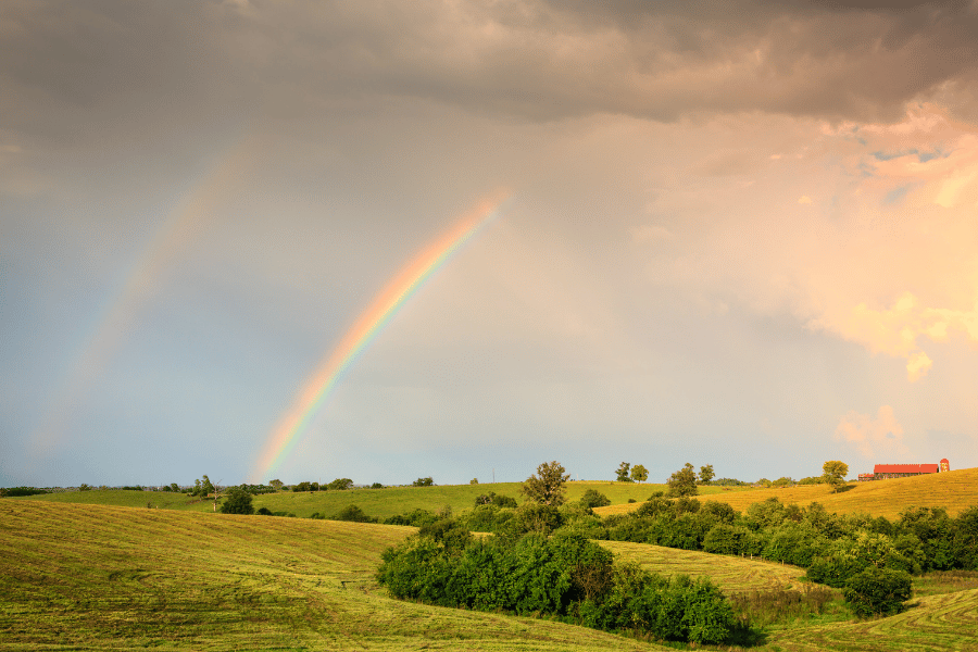 Rainy sky with rainbow in Kentucky