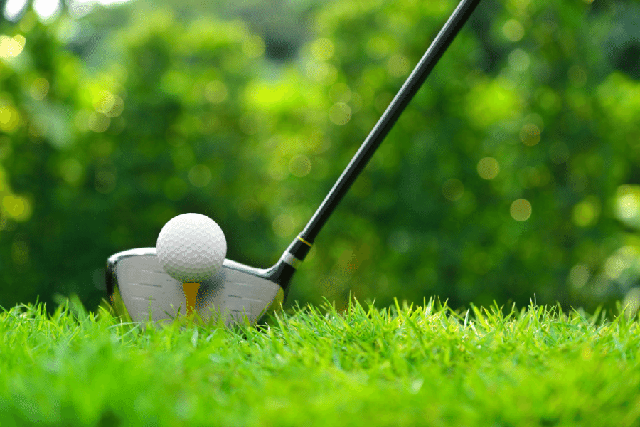 golf ball on a tee on a green