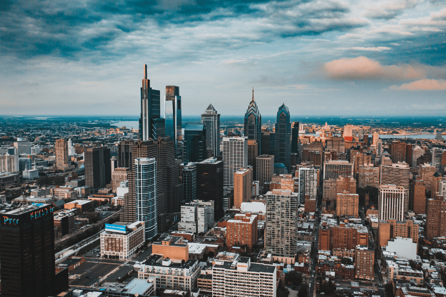 Image of downtown Philadelphia from a ariel shot
