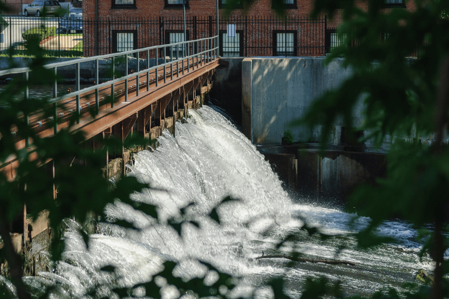 Charles River cascading downstream in Waltham, MA 