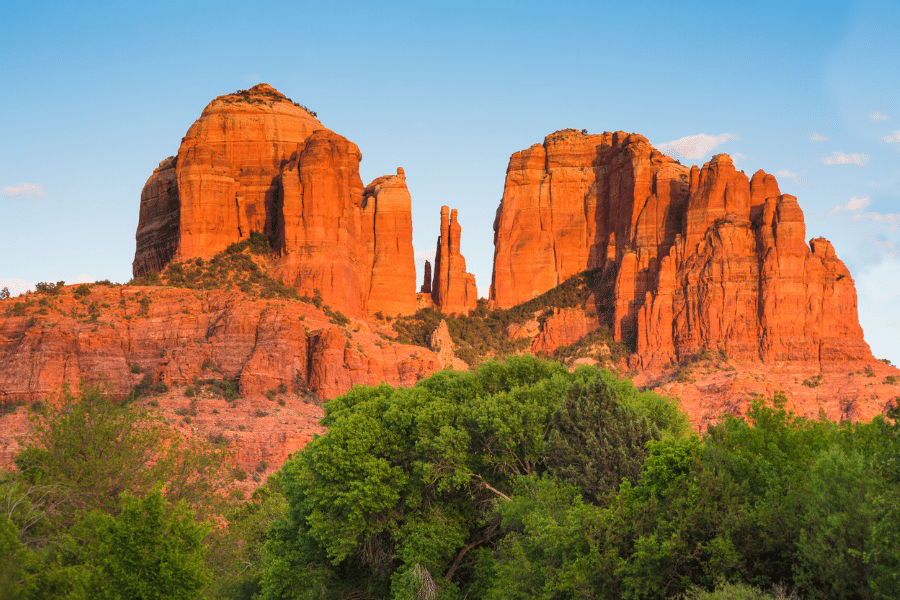 Oak Creek in Sedona red rocks and green trees