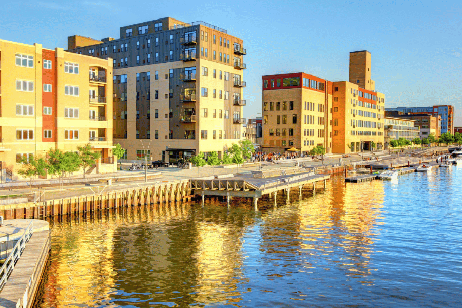 Green Bay WI Waterside view of city