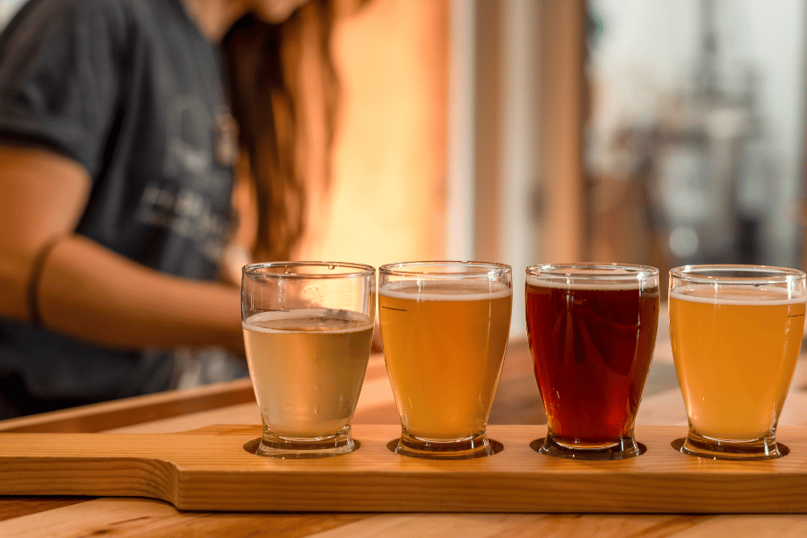 Craft beer flight from a local brewery 