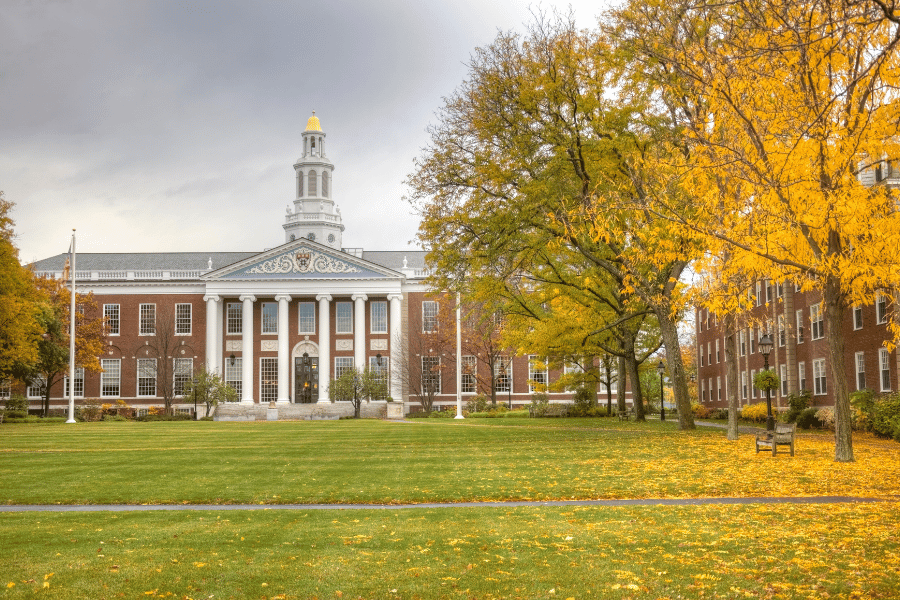 Auburn University in the fall with yellow leaves 