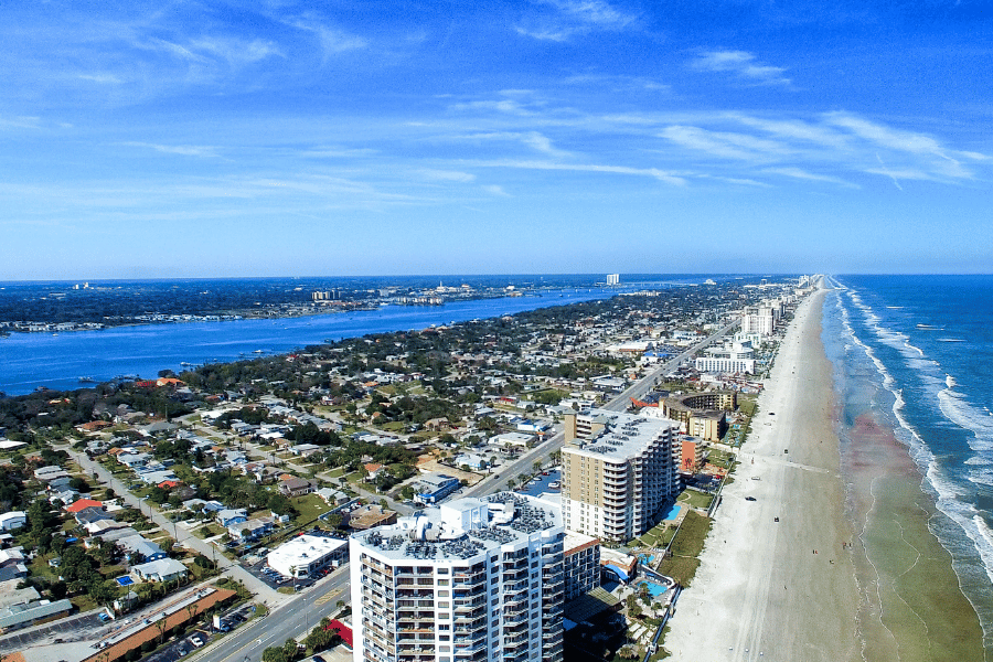 Daytona Beach Aerial View along the coastline