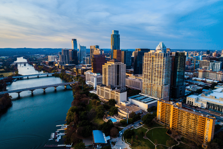 Austin Texas skyline during the day near the water 