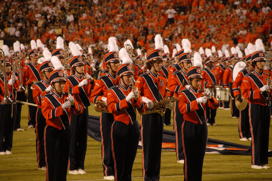 Auburn University marching band during a football game
