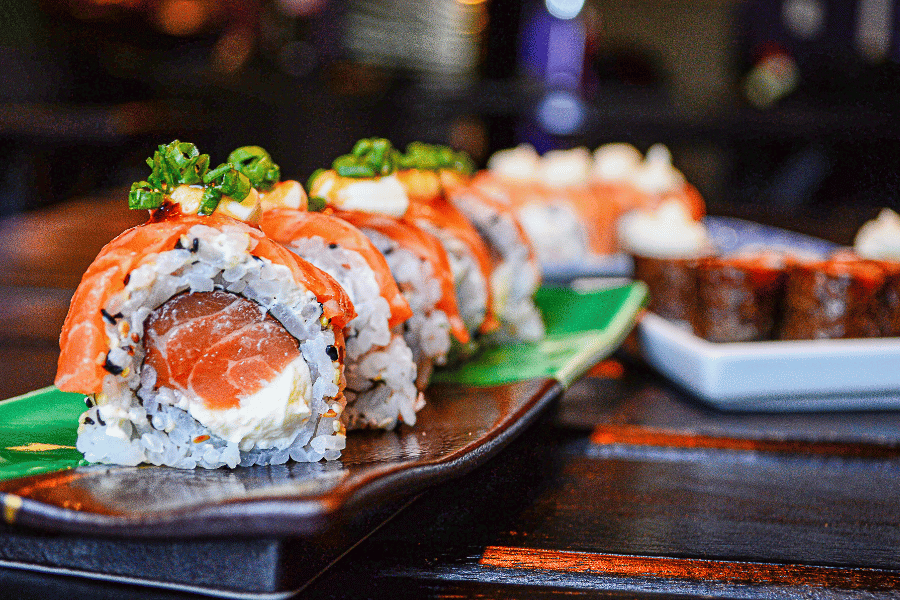 sushi rolls on a plate 