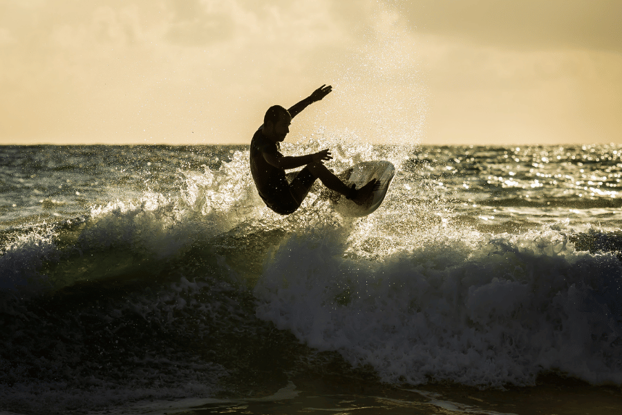 surfing at Waverly Beach in Ocean City 