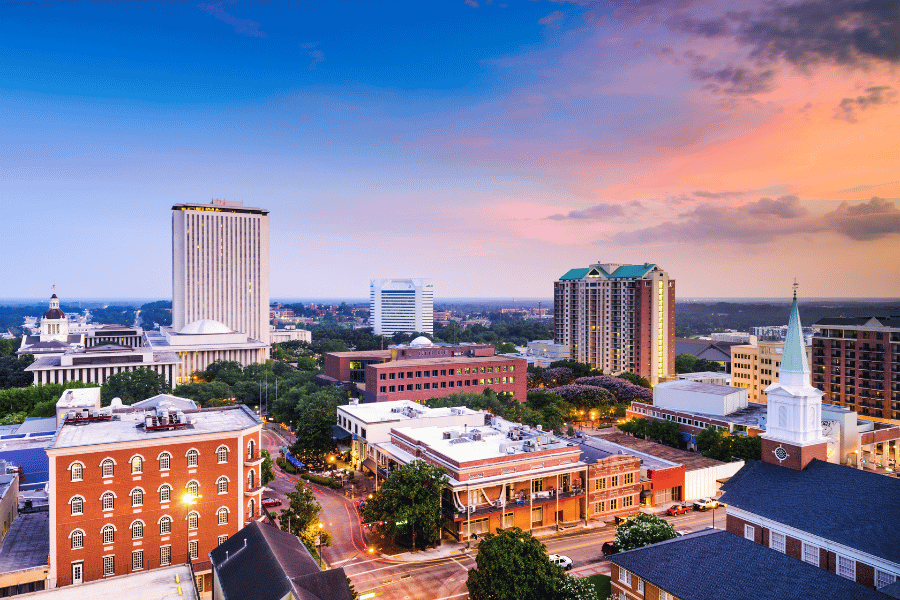 Tallahassee downtown view sunset night