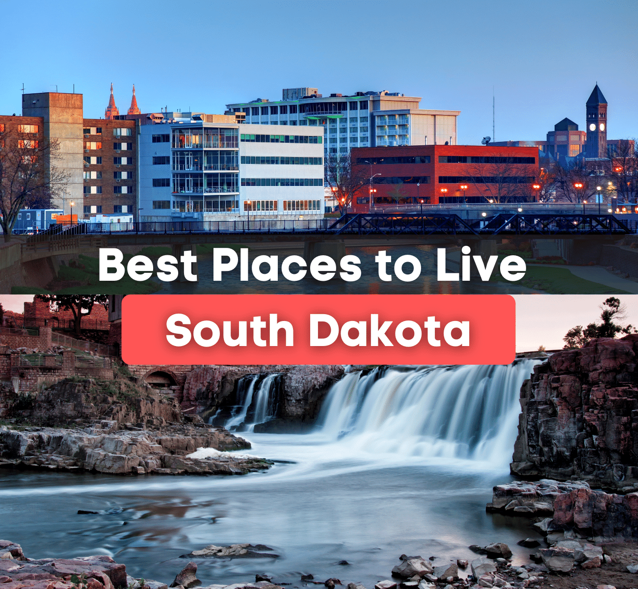 South Dakota city and waterfall