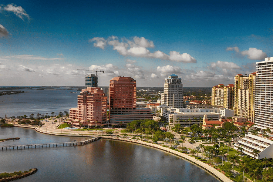 Palm Beach, FL city on a cloudy day