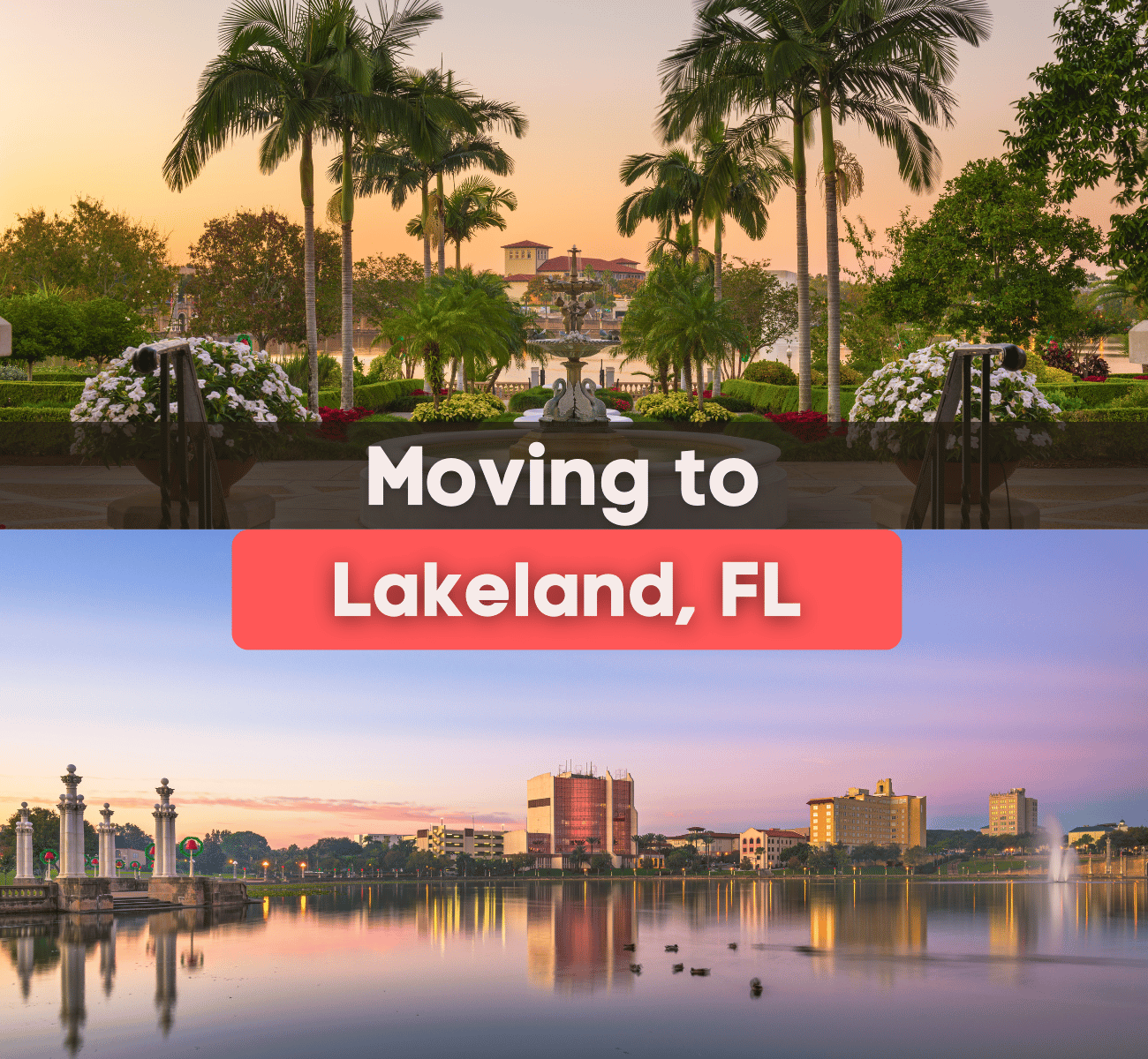 moving to lakeland, FL - orange sunset in Lakeland and city view