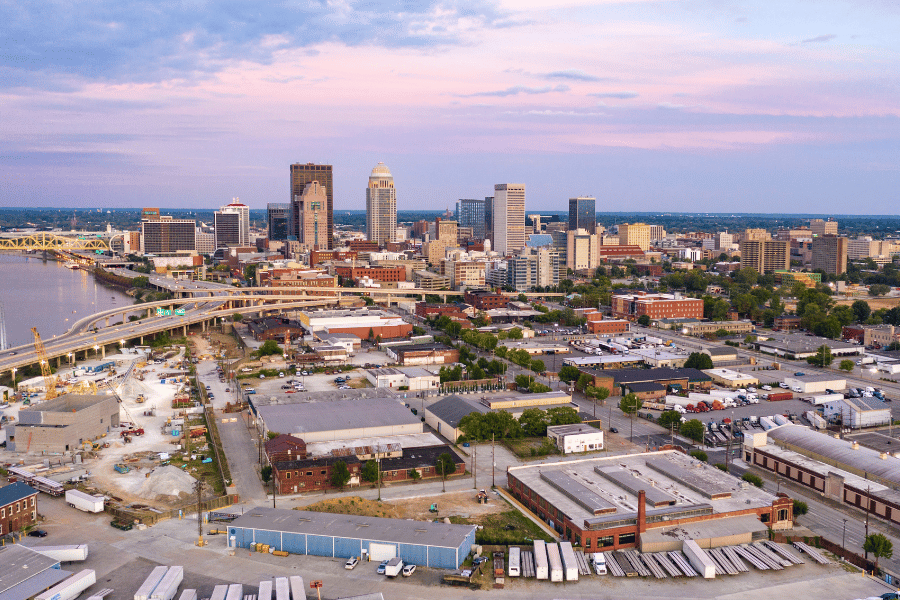Birdseye view of city of Louisville KY