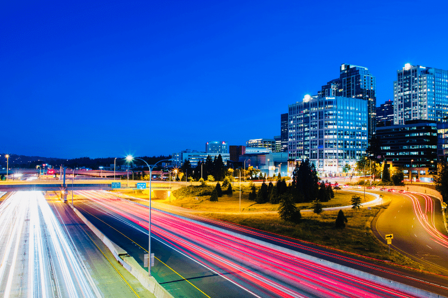 Downtown Bellevue during rush hour 