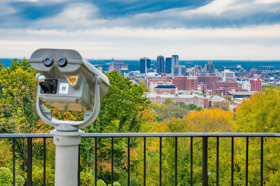 skyline of Birmingham, AL during fall 