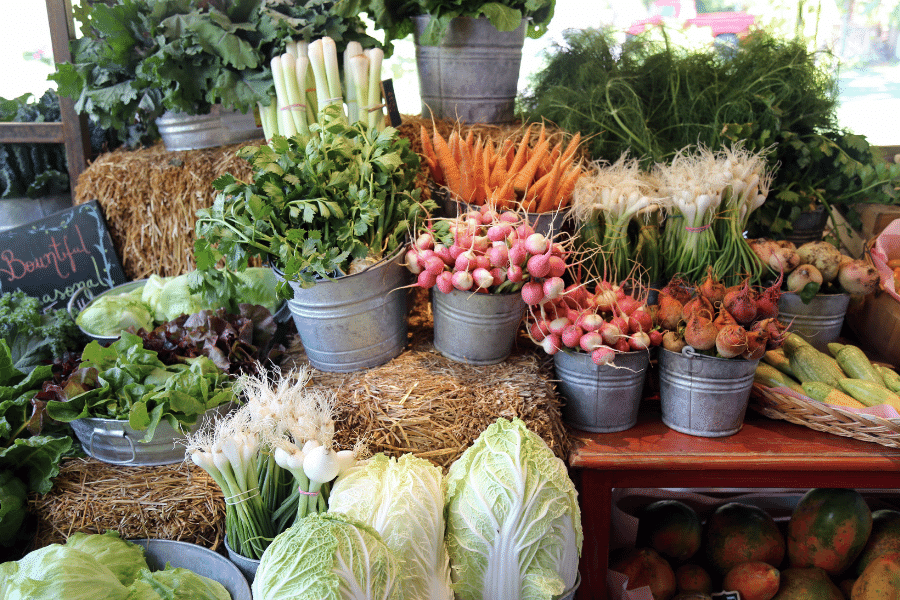 Vegetables for sale at a farmers market