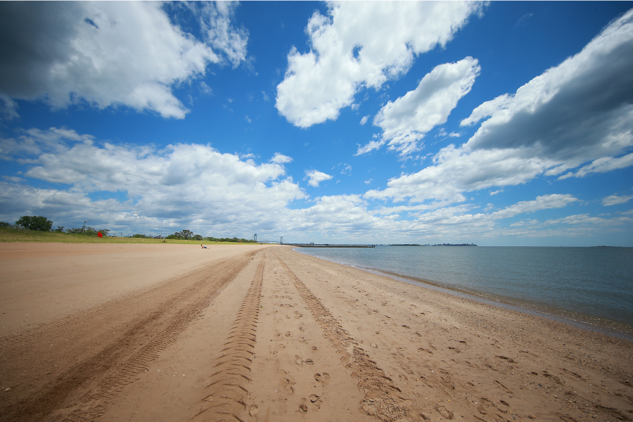 Great Kills Beach in Staten Island, NY on a sunny day