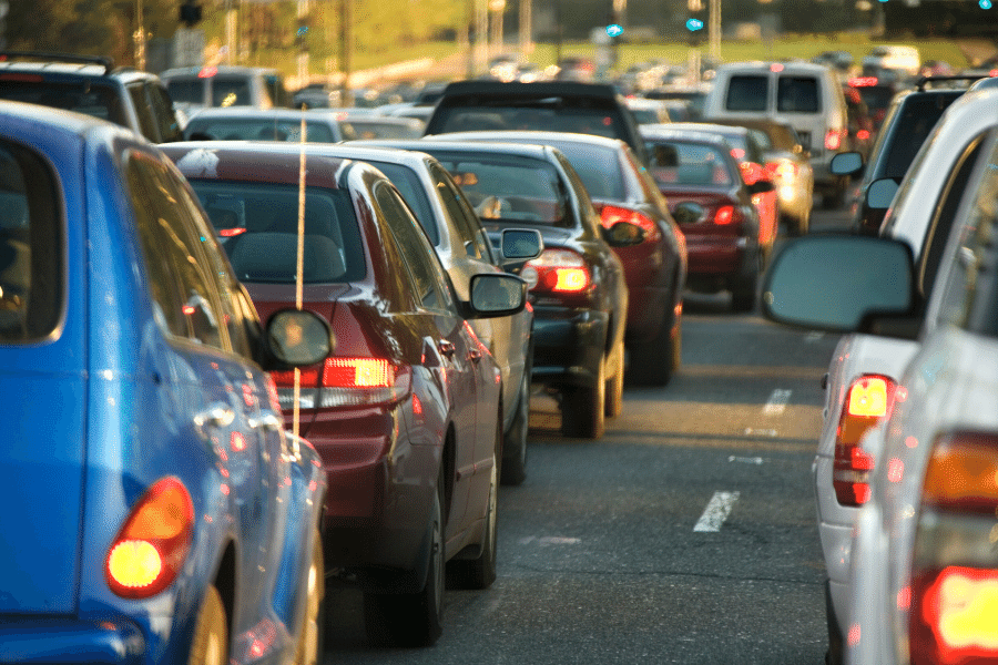 cars stuck in traffic