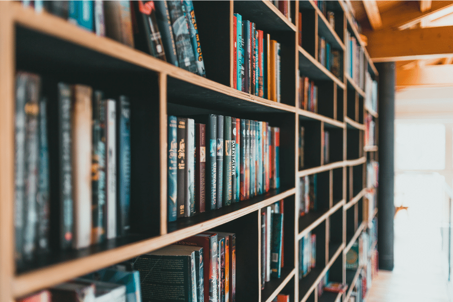 Books on a bookshelf