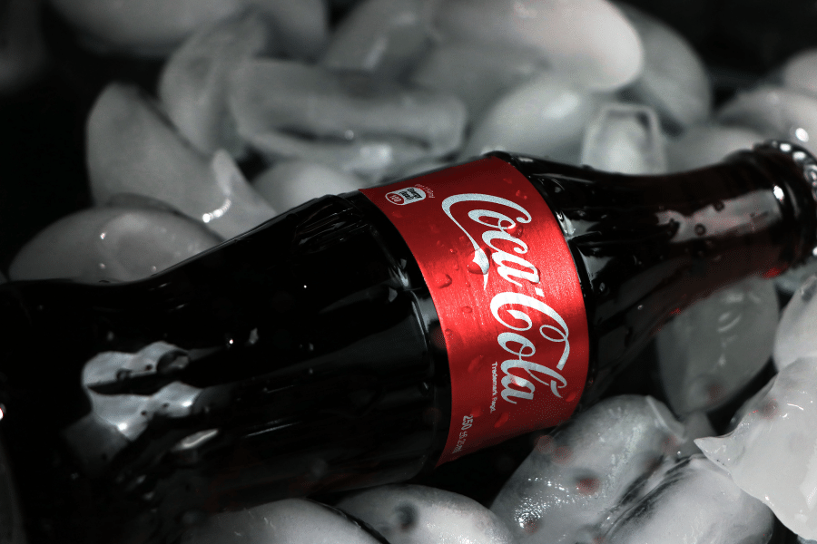 Coca Cola bottle on ice