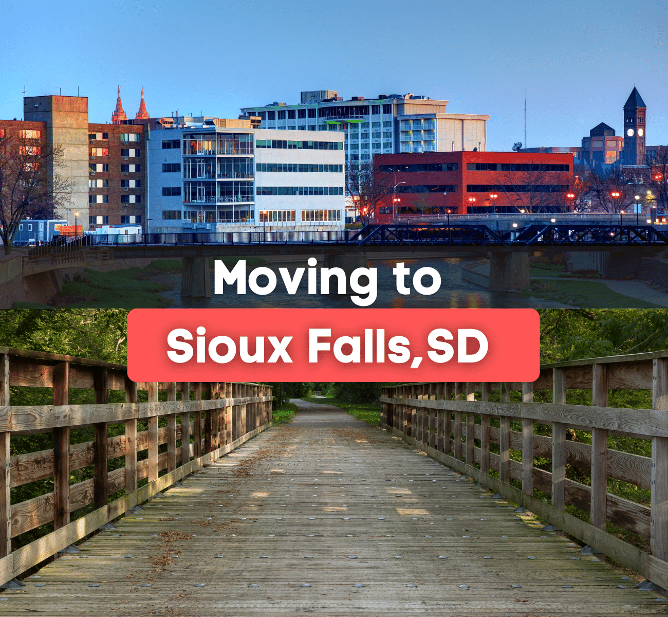 Sioux Falls, South Dakota skyline and walking trail