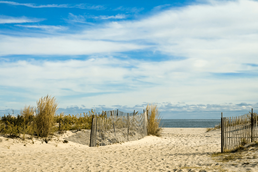 The beach in New Jersey on a sunny day 