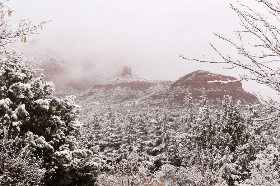 Sedona, AZ covered in snow