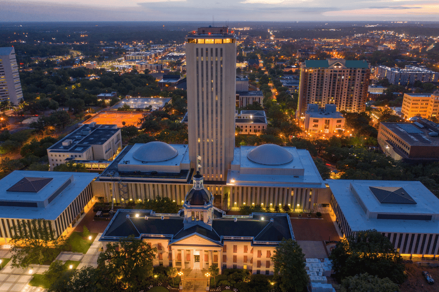 Tallahassee capital building florida at dusk