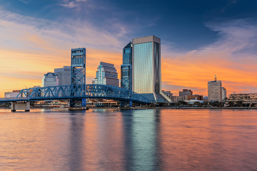 Jacksonville, FL Downtown sunset buildings skyscraper