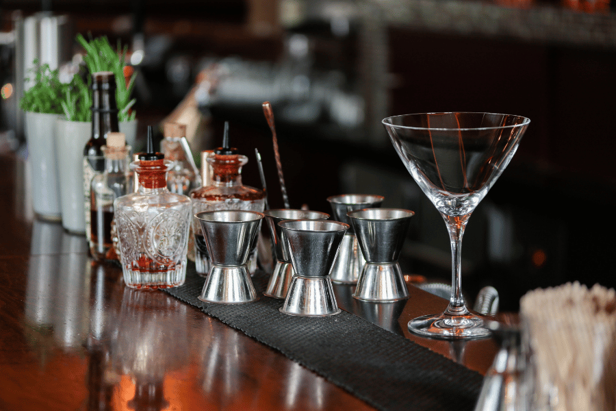 cocktail lounge shot glasses martini