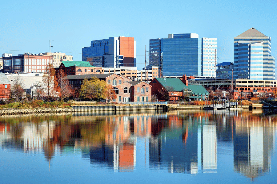 Wilmington DE overview of the river and city