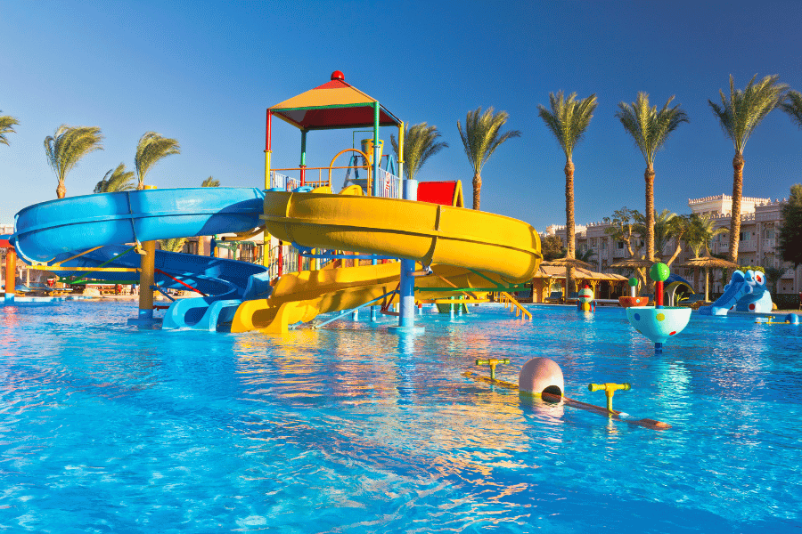 Waterpark slides pool summer