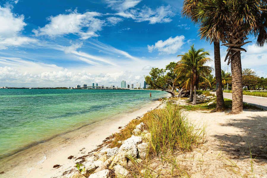 Key Biscayne Beach in Florida near Miami on a sunny day