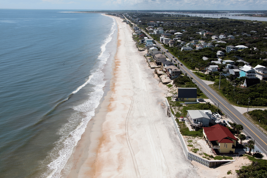 Vilano Beach aerial view on a beautiful sunny day