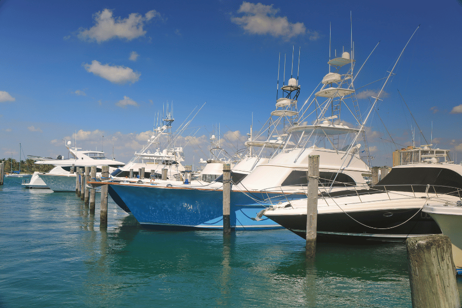 Fishing boats docked in West Palm Beach, FL 