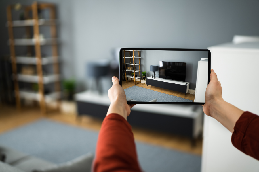 Photographing living room with tv and tv stand